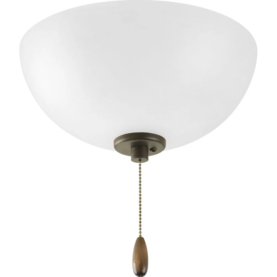 Universal Two Light Bowl Fan Kit Smooth White Glass with Brushed Nickel Finials - Image 2 of 3