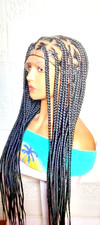 Black Knotless Box Braids Braided Wig. Full Lace with Baby Hair 40in Long Braids