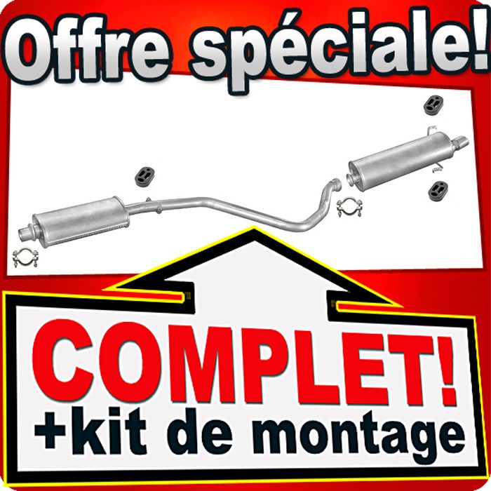 Échappement pour Peugeot 306 hayon motorisation 1.4 à 1.9 D avec tuyau de finition chromé