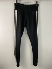 Adidas Girls Youth Small Black Climalite Track Joggers 3 Stripe Leggings Yoga