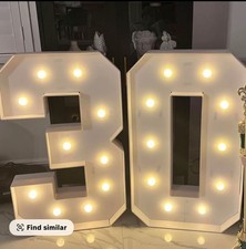 Number 30 Decorative Led Light up Number Letters, White Plastic Marquee Numbers 