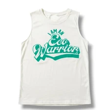 Modern Lux Women’s “I Am an Eco Warrior” Cream Graphic Tank Top XS