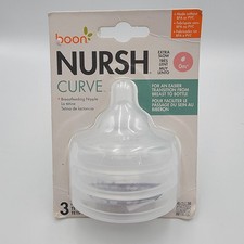 Pack of 3 Boon Nursh Curve Silicone Bottle Nipples - Extra Slow Flow 0m NEW