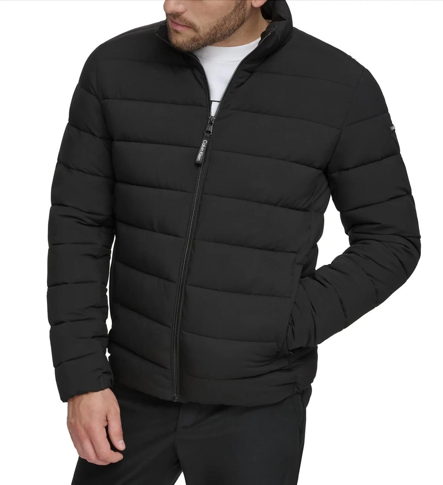 Calvin Klein Men's Hooded & Quilted Packable Jacket - Ebony - XL