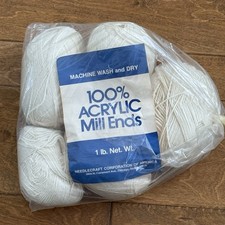 Vintage Acrylic Yarn Mill Ends Cream Off White 1lb 13oz Needlecraft USA