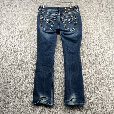 Miss Me Signature Boot Jeans Womens 30 Fit 30x32 Low Rise Denim Pants Y2K Bling