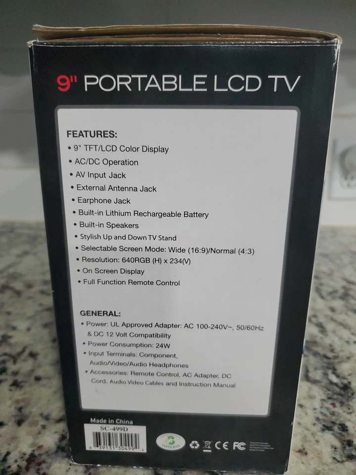 Supersonic SC-499D 9" Portable Rechargeable Digital LCD TV AC/DC Compatible - Image 2 of 4