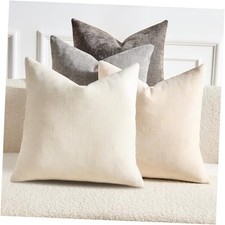 Pack of 4 Throw Pillow Covers 18x18 Inch 18" x 18" Pack of 4 Neutral Grey