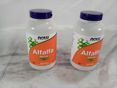 NOW Foods Alfalfa 650 mg Super Green 500 Tablets Lot of 2 Exp 08/2029
