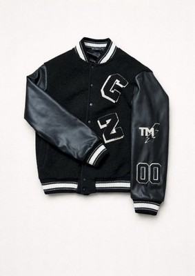 Herren College Jacke 90  Patch bestickt Streetwear - Lederärmel & Taschen