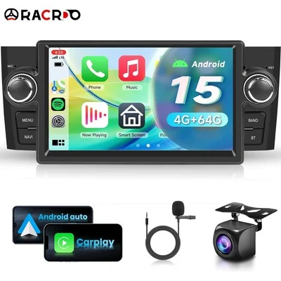 RACRDO 4+64G 7" Autoradio Für Fiat Linea Grande Punto 2007-2012 Carplay GPS Navi Kamera