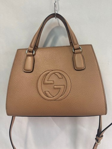 GUCCI SOHO INTERLOCKING G 2WAY SHOULDER HANDBAG 607722 LEATHER