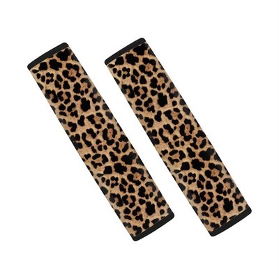 Dreaweet 2 Pcs Brown Leopard Print Seat Belt Cover Soft Car Seatbelt Pads Wil...