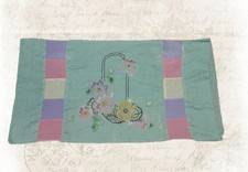 Pillow Case Cover 1950s Hand Embroidered Floral Baby Nursery 22"