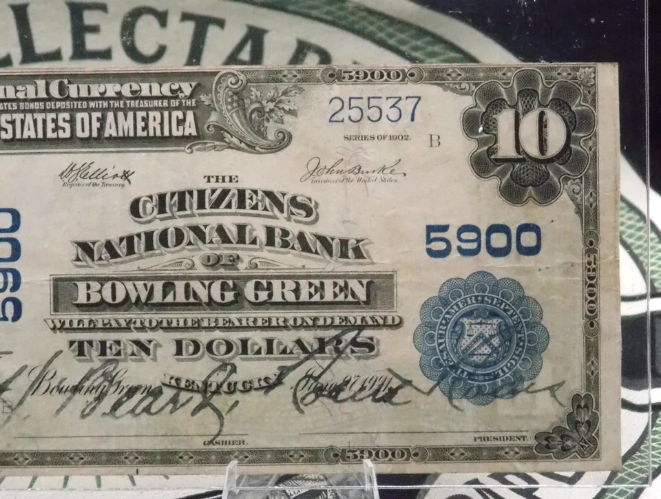 1902 $10 National Bank Note *BOWLING GREEN* KY Fr#633 PCGS VF20 PPQ CH#5900 - Image 3 of 4