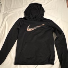 Nike Therma-Fit Graphic Print Pullover Hoodie Black women  XS Hooded Pockets