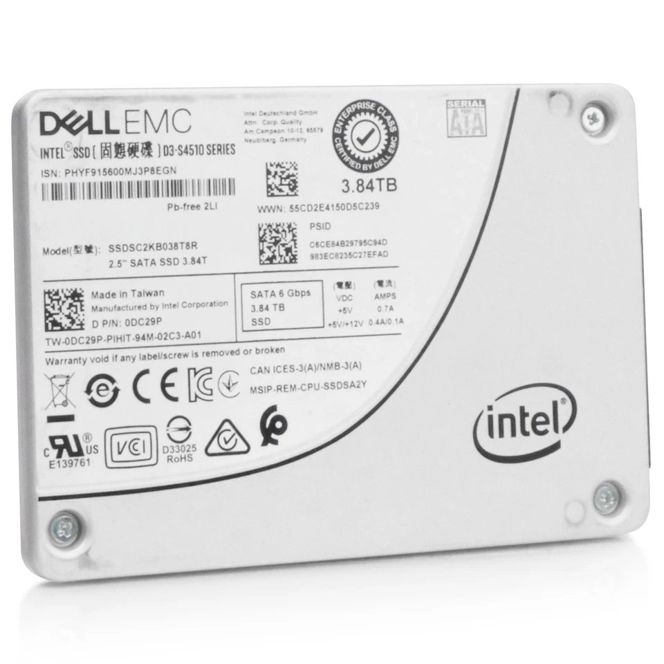 Dell/Intel D3-S4510 3.84TB SATA 6Gb/s 2.5in Enterprise SSD - SSDSC2KB038T8R - Image 2 of 4