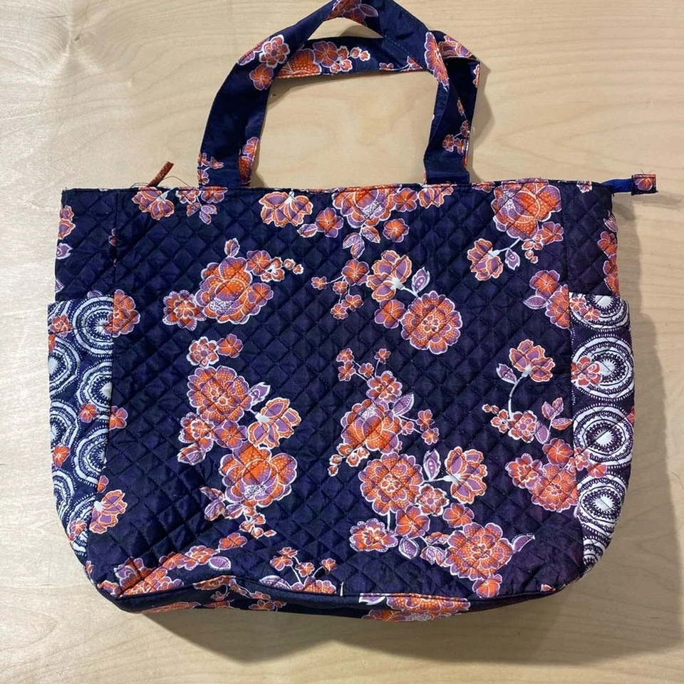 Bolso de Mano Avon Floral Acolchado - Azul Marino y Naranja (GS) Foto 3 de 4