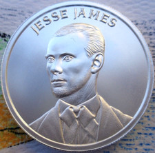 2 oz. JESSE JAMES Outlaw Wild West Series thick BU rounds .999 fine silver 88.34 per troy oz