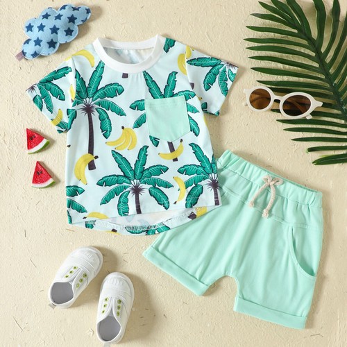 2Pcs Newborn Toddler Kids Baby Boy T-shirt Top+Shorts Cotton Clothes Outfits Set - Picture 23 of 36