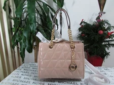 NWT Michael Kors Leather Susannah Medium NS Tote Crossbody Bag Oyster