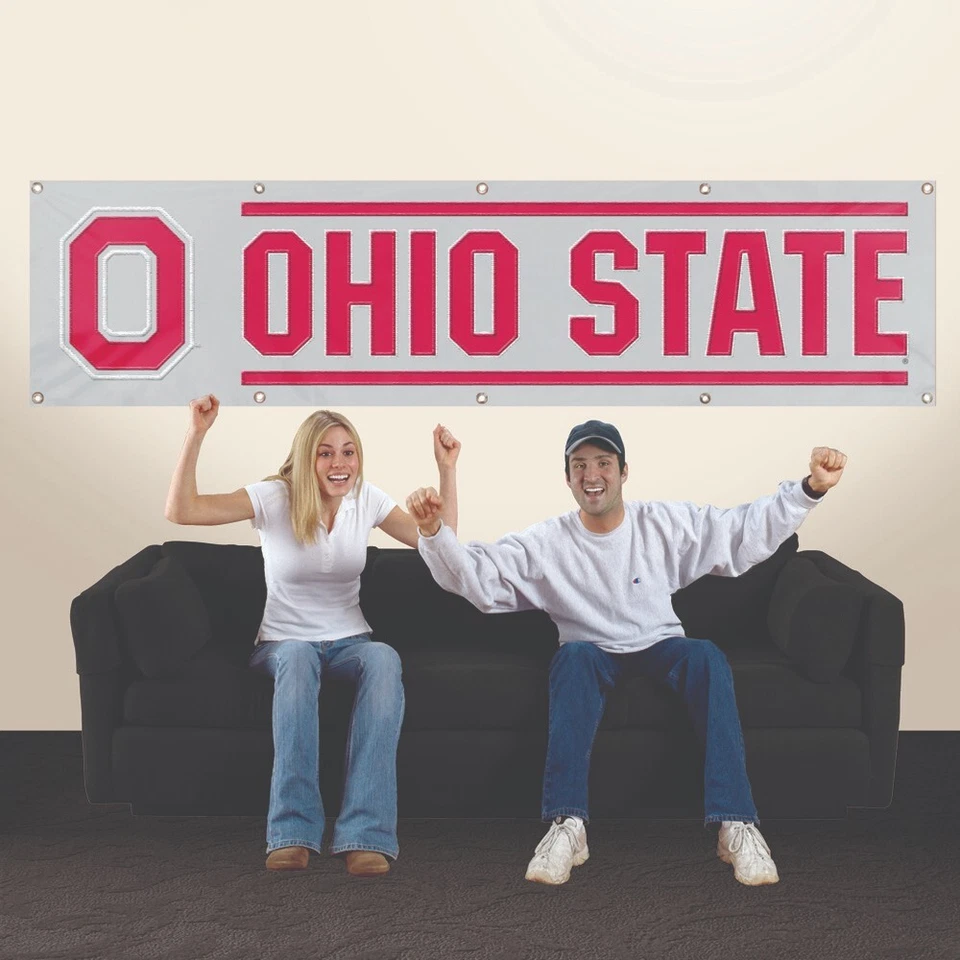 OHIO STATE BUCKEYES BANNER  8' X 2' FOOT HEAVYWEIGHT SIGN UNIVERSITY MANCAVE - Image 3 of 4
