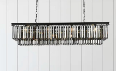 NEW Restoration Odeon Style Smokey Crystal 60'' Linear Chandelier