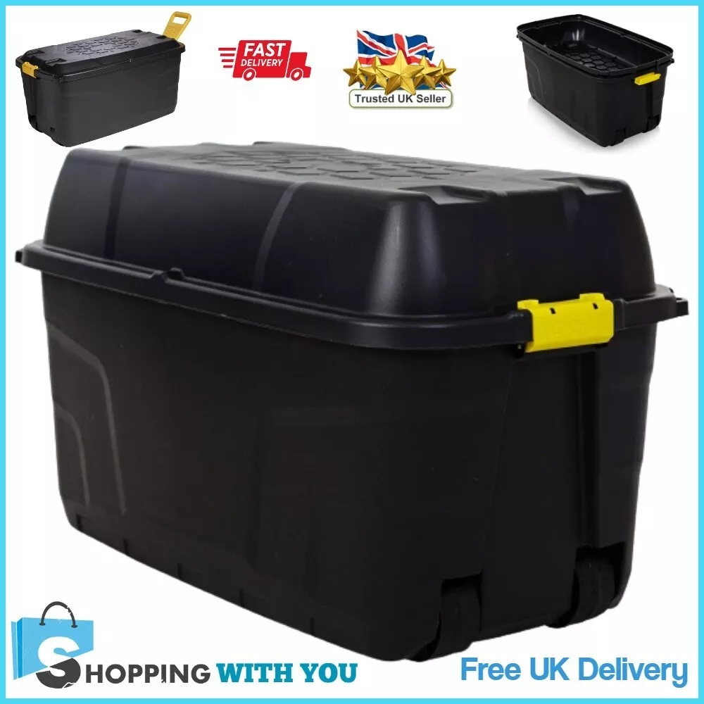 Heavy Duty Extra Large 175 Litre Plastic Storage Box Container Trunk with  Wheels