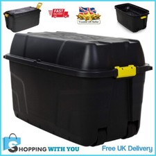 Heavy Duty Extra Large 175 Litre Plastic Storage Box Container Trunk with Wheels