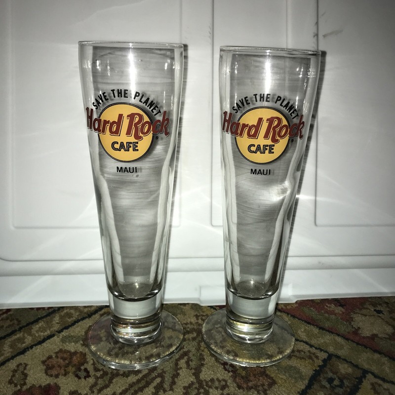 Hard Rock Cafe  "Maui "  Pilsner Beer Glasses (set of 2) Free Shipping