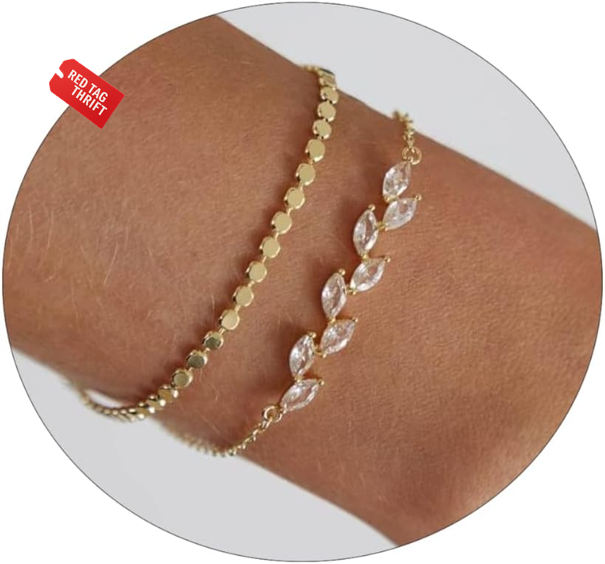 14K Gold Plated Handmade Dainty Dot Bracelet Cute Thin Everyday Bracelets for Wo