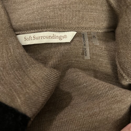Soft Surroundings Women’s Runway Pullover Tunic Sweater Velvet Trim Brown Sz PL - Picture 6 of 7