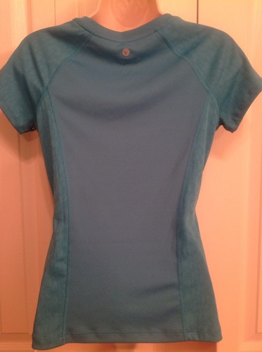 NWT WOMENS VELOCITY ATHLETIC SHIRT, S, SHORT SLEEVE, TEAL POLYESTER FITNESS - Picture 4 of 6