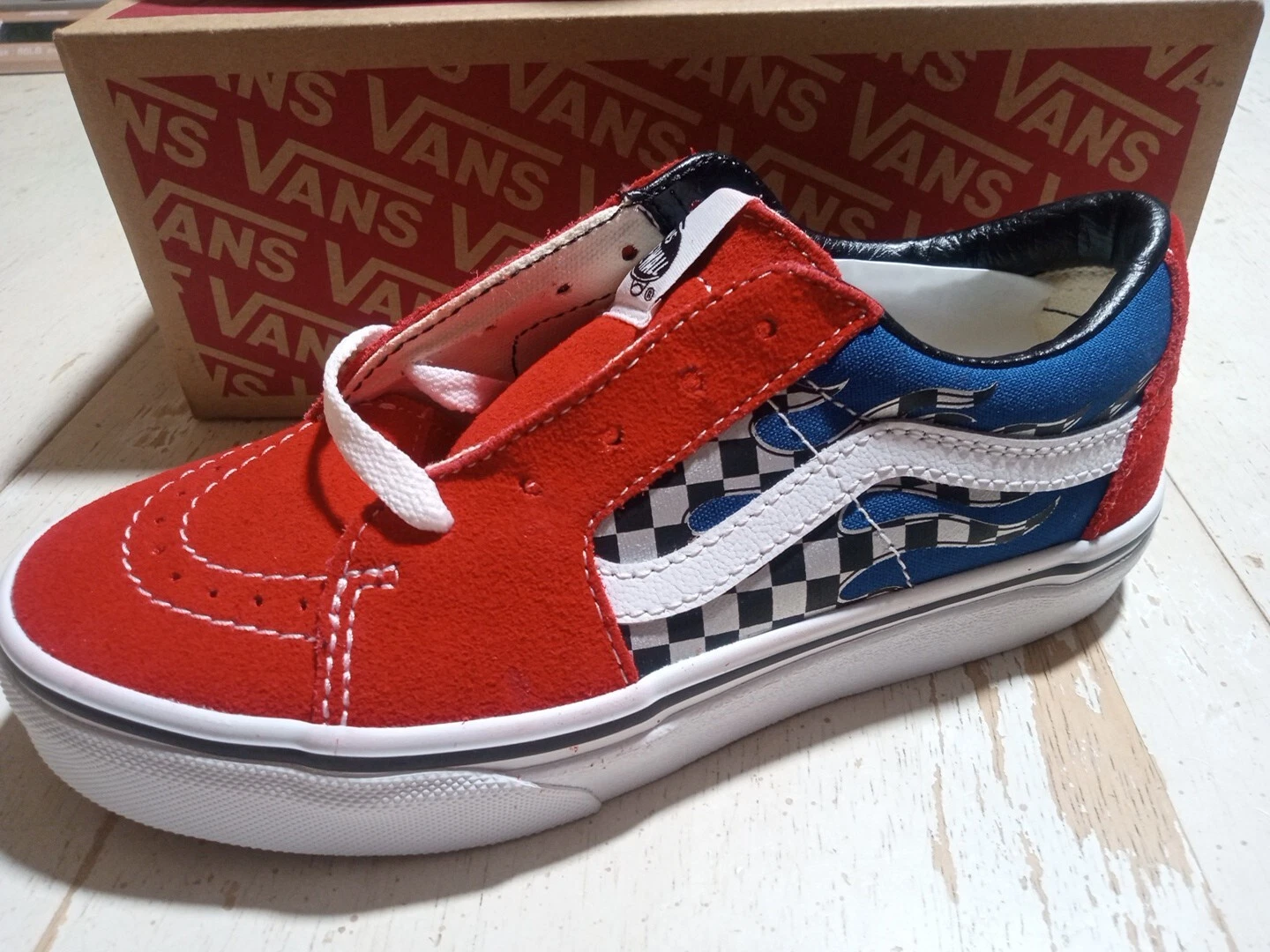 Vans Sk8 low Reflect Check Flame Multi Modello Vn0a725l448 Tg 3.0 Ragazze Nuovo