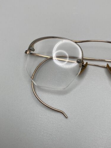 ANTIQUE RIMLESS EYE GLASSES 1/10 12K GF FANCY W Red Case - 第 4/6 張圖片