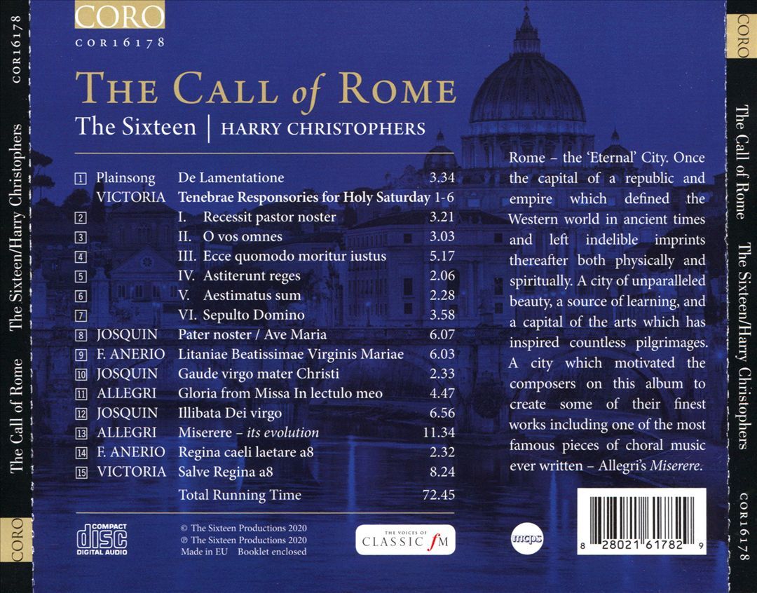 THE SIXTEEN / HARRY CHRISTOPHERS CALL OF ROME NEW CD