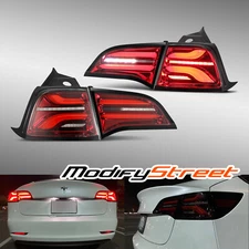 Fit 17-22 Tesla Model 3/20-22 Model Y Sequential PRO-Series LED Tail Lights Red