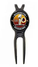 Washington Redskins 3-Time Super Bowl Golf Ball Marker + Black Metal Divot Tool