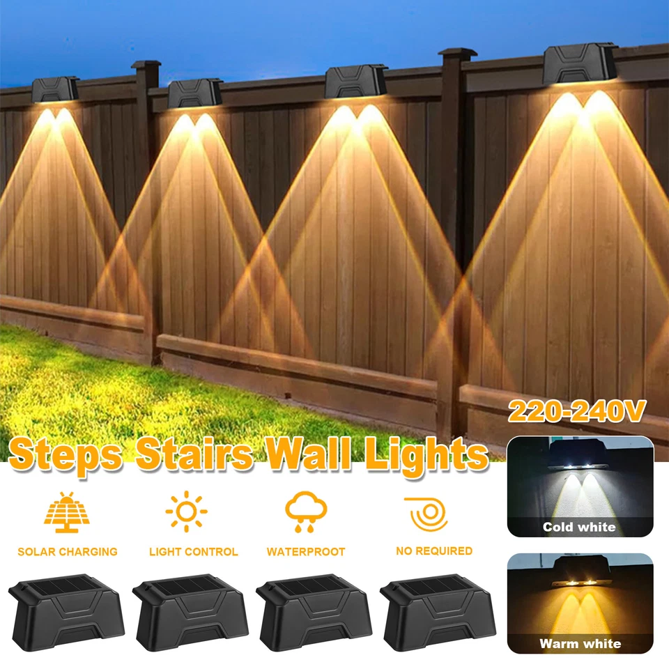 4-16 PCS Solar LED Deck Lights Path Garden Patio Pathway Stairs Step Fence Lamp - Image 2 of 4