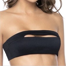 NWT PilyQ Black Bikini Set. Loops Strapless But Comes With Strap To Make Halter