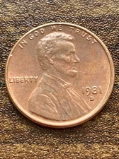 1981 D Penny Error Variety Lincoln Memorial D/D Filled “D” Actual Coin TK3499*