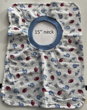 Bib 15" Neck Pull Over Head T-Shirt Special Needs Drool polyester cotton blend