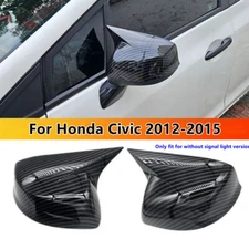 Carbon Fiber OX Horn Side Rearview Mirror Cover Cap For Honda Civic 2012-2015