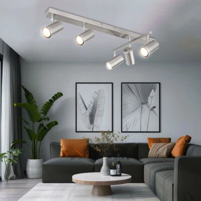 Spotleiste Deckenleuchte Spotlampe GU10 verchromt Strahler verstellbar 5-Flammig - Bild 1 von 4