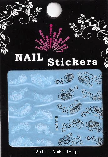WORLD OF NAILS-DESIGN 20 Stück schwarz weiss Wasser Nail Sticker ONE STROKE Nr. BLE 893 "ILLUSION"