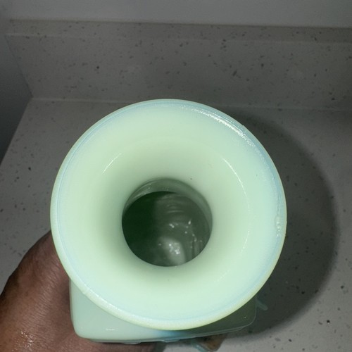Bottiglia liquore floreale turchese verde vetro scorie vintage altezza 10 1/2" - Foto 9 di 10