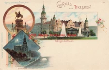 Gruss aus Dresden Germany, Konig Johann Denkmal, Castle, Katholische Hofkirche