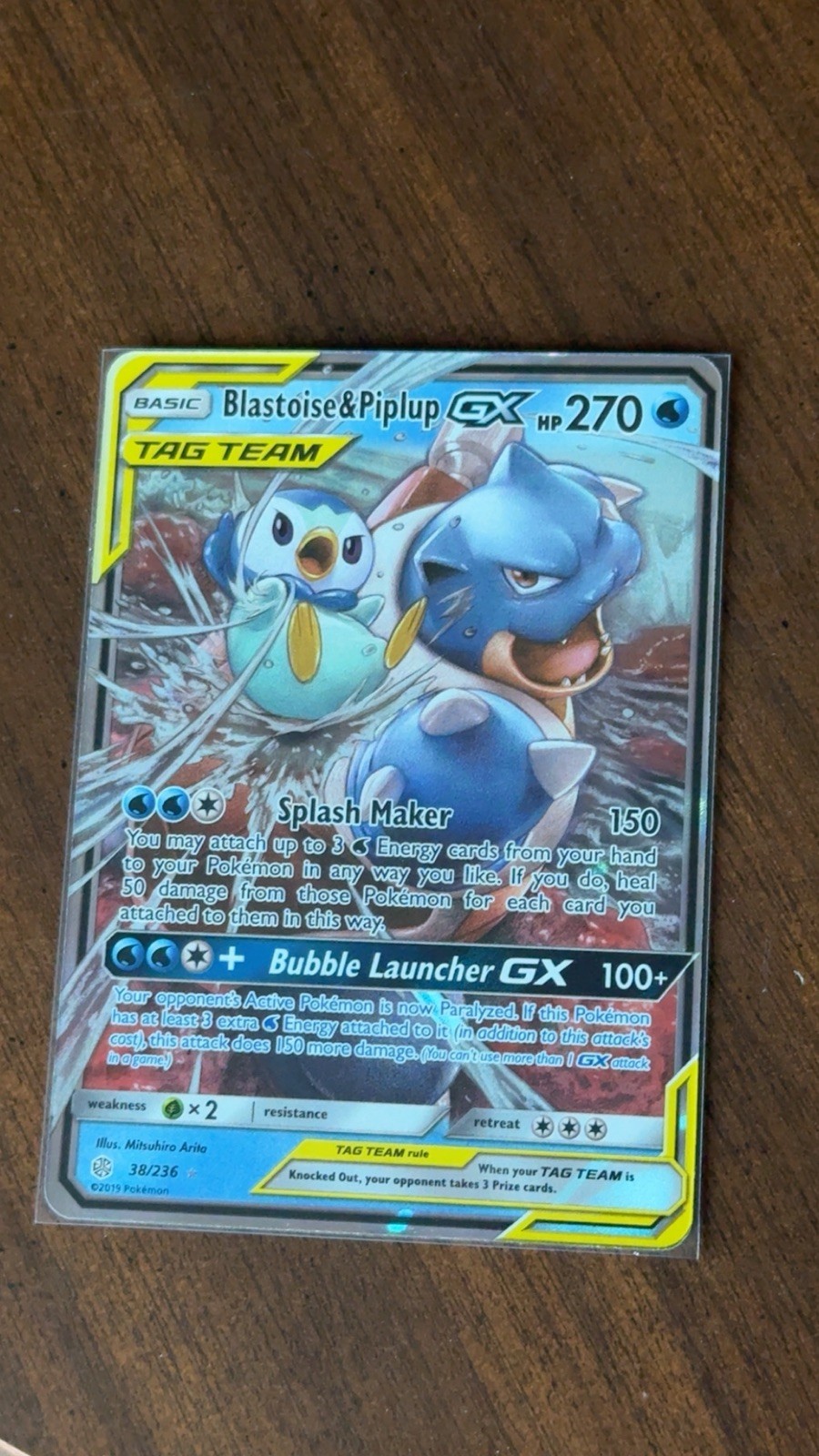 Pokemon TCG Blastoise and Piplup GX Tag Team 38/236 Cosmic Eclipse