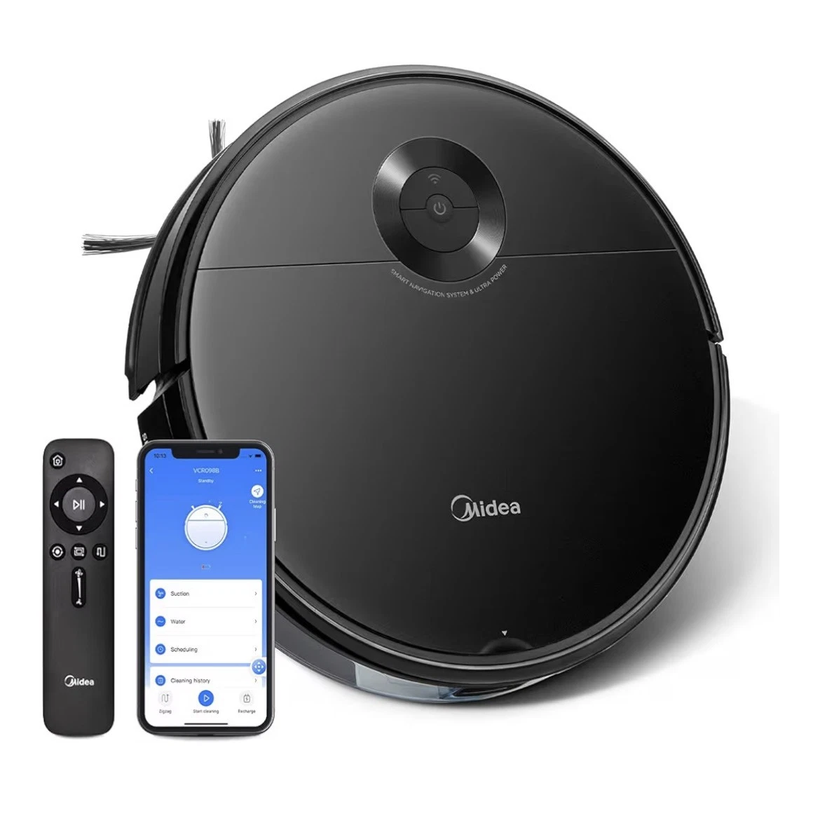 Midea Robot 4in1Vacuum Cleaner & Mop VCR09B Wi-Fi Control App Compatible Black