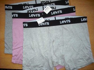 Mens NWT Levi's Boxer Briefs 3prs Cotton Blend 6'' Inseam Gray Rose Sz:XL (40-42)